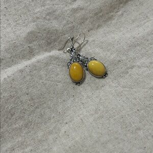 Elegant Silver and Yellow Earrings